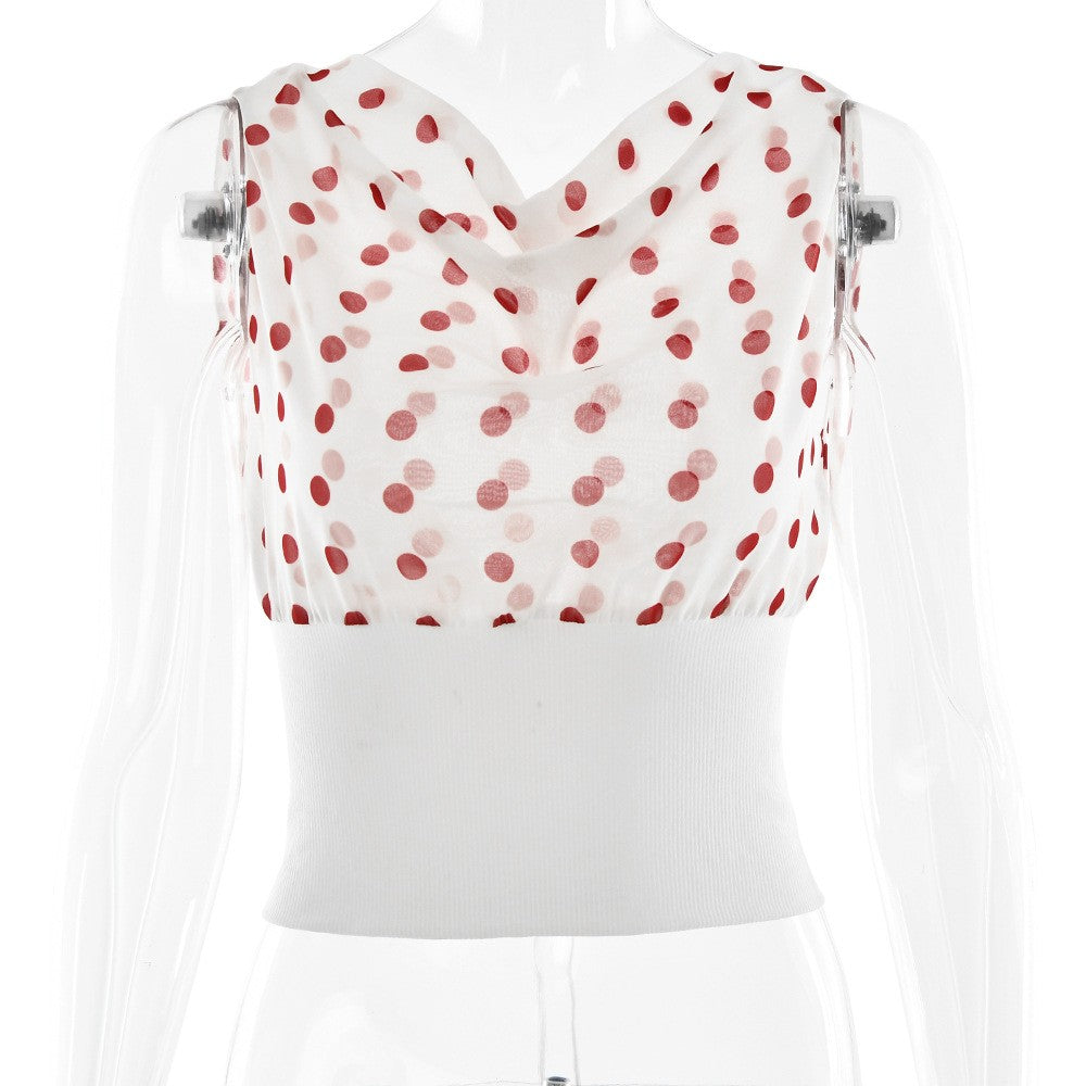 Colette Polka Dot Chiffon Crop Top
