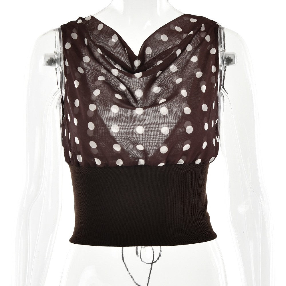 Colette Polka Dot Chiffon Crop Top