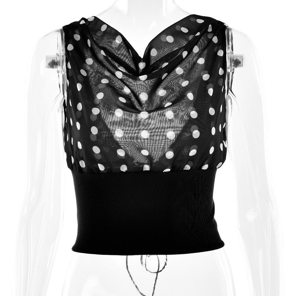 Colette Polka Dot Chiffon Crop Top
