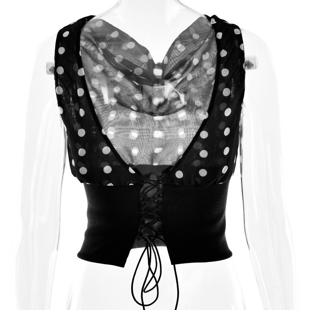Colette Polka Dot Chiffon Crop Top