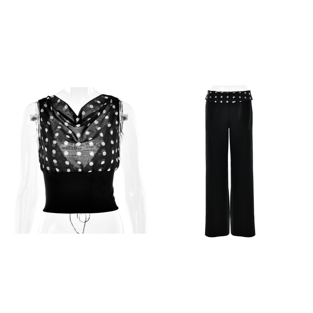 Colette Polka Dot Chiffon Crop Top