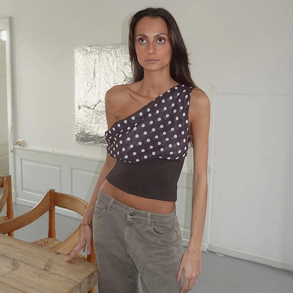 Colette Polka Dot Chiffon Crop Top