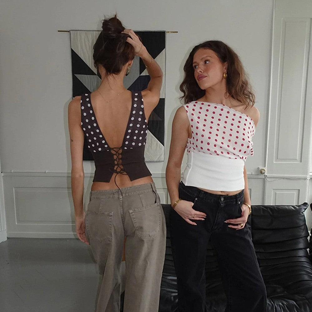 Colette Polka Dot Chiffon Crop Top