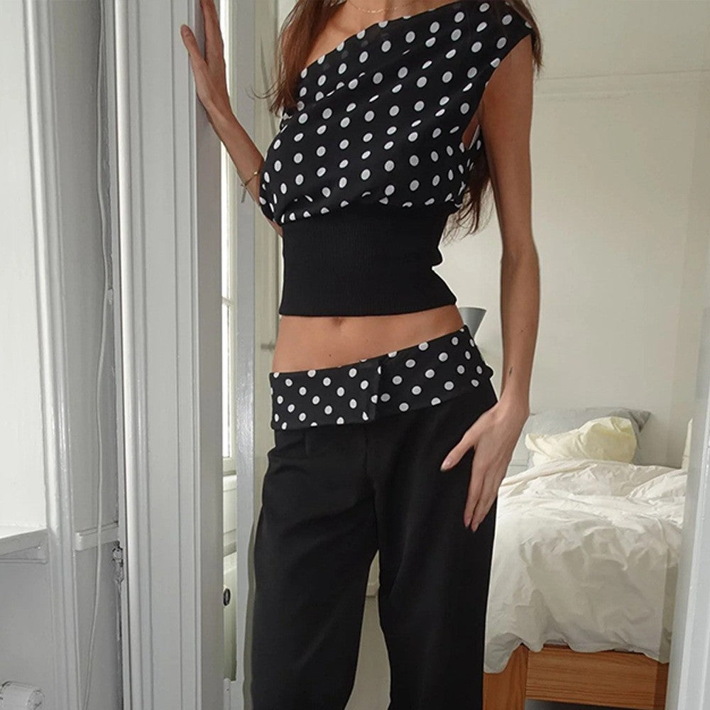 Colette Polka Dot Chiffon Crop Top
