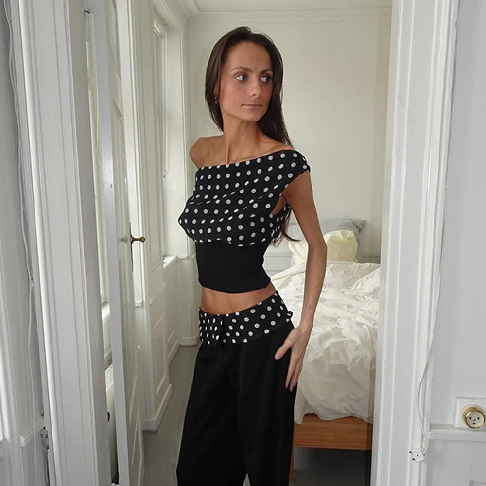 Colette Polka Dot Chiffon Crop Top